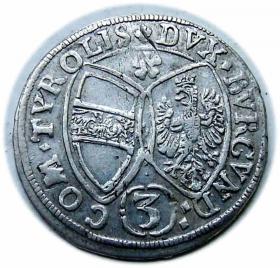 Picture 2 for: 3 kreuzer 1659 Ferdinand Charles Austria Tyrol Hall