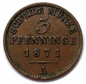 Picture for: 3 fenigi 1871 Wilhelm I Hohenzollern Prusy Berlin