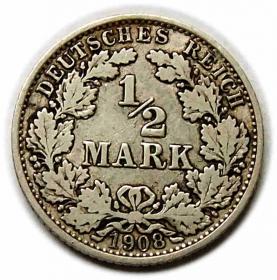 Picture for: 1/2 marki 1908 A Wilhelm II Hohenzollern Prusy Berlin