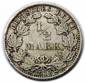 Picture for: 1/2 mark 1913 D Wilhelm Prussia Munich