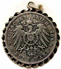 Picture 2 for: 5 mark 1898 J Hamburg Germany