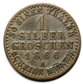 Picture 2 for: 1 silver groschen 1866 Wilhelm II Germany Berlin