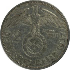 Picture 2 for: 2 mark 1937 E Paul von Hindenburg Germany Muldenhutten