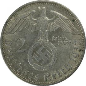 Picture 2 for: 2 mark 1937 E Paul von Hindenburg Germany Muldenhutten