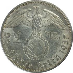 Picture 2 for: 2 mark 1937 E Paul von Hindenburg Germany Muldenhutten