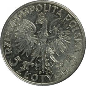 Picture 2 for: 5 zlotych 1933 Head of Women Second Polish Republic Warsaw
