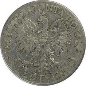 Picture 2 for: 5 zlotych 1934 Head of Women Second Polish Republic Warsaw