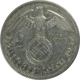 Picture 2 for: 2 mark 1937 F Paul von Hindenburg Germany Stuttgart