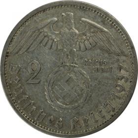 Picture 2 for: 2 mark 1937 F Paul von Hindenburg Germany Stuttgart