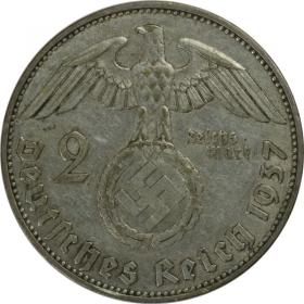 Picture 2 for: 2 mark 1937 J Paul von Hindenburg Germany Hamburg