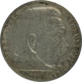 Picture for: 5 mark 1936 D Paul von Hindenburg / swastika Germany Munich