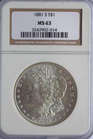 Picture for: 1 dolar 1881 USA grading NGC MS63