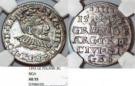 Picture for: Trojak 1592 Zygmunt III Waza Ryga AU 55