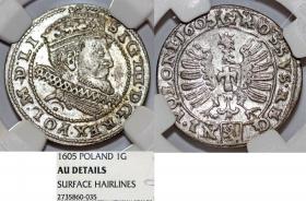 Picture for: Grosz 1605 Zygmunt III Waza Kraków AU grading