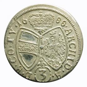 Picture 2 for: 3 kreuzer 1688 Leopold I Austria Hall