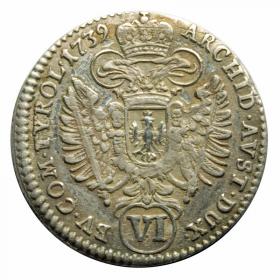 Picture 2 for: 6 kreuzer 1739 Charles II Austria Tyrol Hall