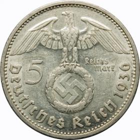 Picture 2 for: 5 mark 1936 F Paul von Hindenburg Stuttgart