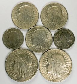 Picture for: Head of Women 1932 1934 lot 7 silver coins