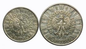 Picture 2 for: Zestaw Józef Piłsudski 5 zł 1938 + 10 zł 1935