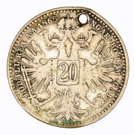 Picture 2 for: 20 kreuzer 1868 Franz Joseph I Austria