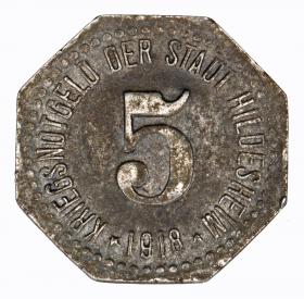 Picture for: 5 pfennig 1918 Hildesheim Hanover
