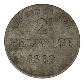 Picture 2 for: 2 pfennig 1869 Georg II Saxony Meiningen