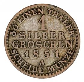 Picture 2 for: 1 silver groschen 1851 Frederick William IV Germany Prussia Berlin A