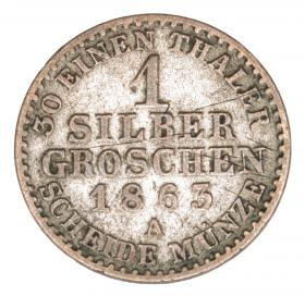 Picture 2 for: 1 silver groschen 1863 Wilhelm I Hohenzollern Germany Prussia Berlin A