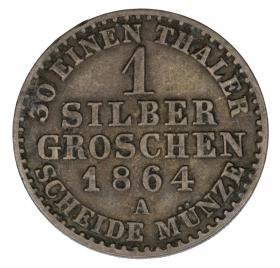 Picture 2 for: 1 silver groschen 1864 Wilhelm I Hohenzollern Germany Prussia Berlin A