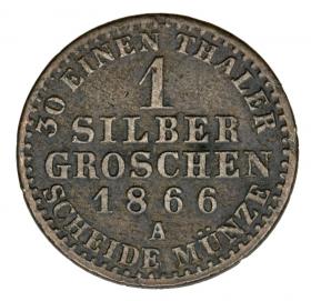 Picture 2 for: 1 silver groschen 1866 Wilhelm I Hohenzollern Germany Prussia Berlin A