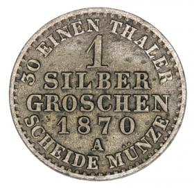 1 silver groschen 1870 Wilhelm I Hohenzollern Germany Prussia  Berlin A
