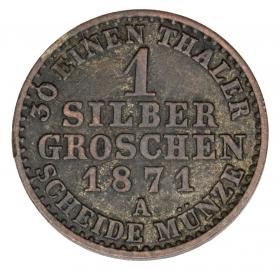 Picture 2 for: 1 silver groschen 1871 Wilhelm I Hohenzollern Germany Prussia Berlin A