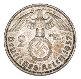Picture 2 for: 2 mark 1937 Paul von Hindenburg / swastika Germany Berlin A