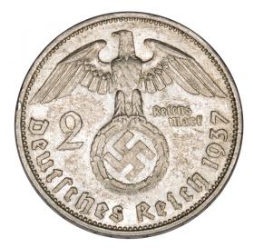 Picture 2 for: 2 mark 1937 Paul von Hindenburg / swastika Germany Berlin A