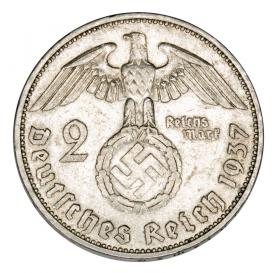 Picture 2 for: 2 mark 1937 Paul von Hindenburg / swastika Germany Berlin A