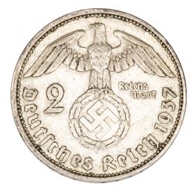 Picture 2 for: 2 mark 1937 Paul von Hindenburg / swastika Germany Berlin A