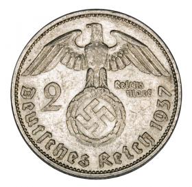 Picture 2 for: 2 mark 1937 Paul von Hindenburg / swastika Germany Berlin A