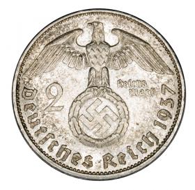 Picture 2 for: 2 mark 1937 Paul von Hindenburg / swastika Germany Berlin A