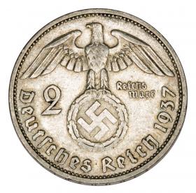 Picture 2 for: 2 mark 1937 Paul von Hindenburg / Prussian eagle Germany Stuttgart F