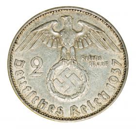 Picture 2 for: 2 mark 1937 A Paul von Hindenburg swastika Germany Berlin