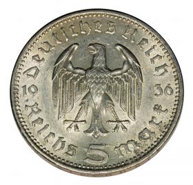 Picture 2 for: 5 mark 1936 A Paul von Hindenburg / prussian eagle Berlin