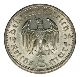 Picture 2 for: 5 mark 1936 A Paul von Hindenburg / prussian eagle Berlin