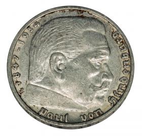 Picture for: 5 mark 1936 J Paul von Hindenburg / prussian eagle Hamburg